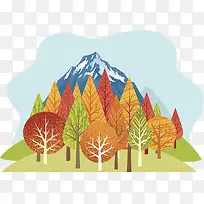 秋日装饰插图树林与山