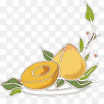 黄色桃子插画