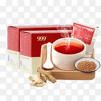 木盒上的红糖姜茶