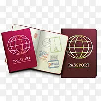 印有环球花纹的护照本素材