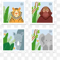 创意动物邮票