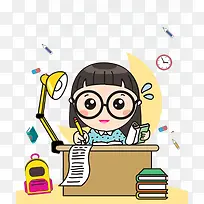 学习的女孩PNG
