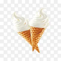 白色清新甜筒冰淇淋装饰图案