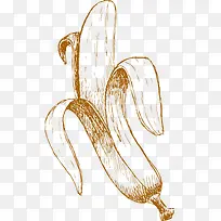 夏季手绘拨开的香蕉