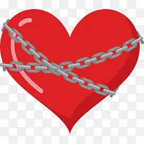 锁链缠绕的红色爱心