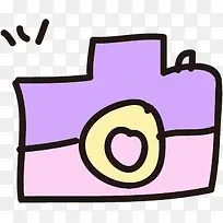 彩色手绘紫色简笔画相机