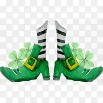 水彩绿色鞋子
