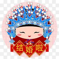 圆形中国风卡通新娘