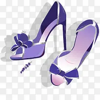 矢量手绘紫色鞋子