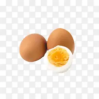 褐色鸡蛋初生蛋和煮熟的鸡蛋实物