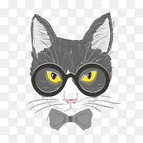 卡通戴眼镜的猫免抠素材