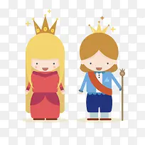 可爱卡通王子与公主插画元素