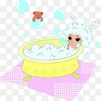 浴缸里吹泡泡的女人