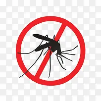 圆形简约红色禁止蚊子传染疾病图