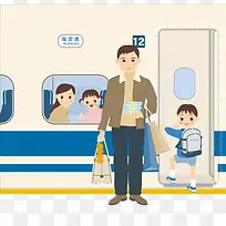 扁平风火车站站台上车的学生
