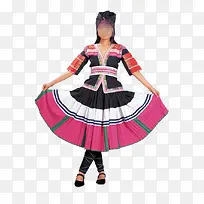 少数民族瑶族展开的裙子服装