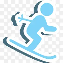 蓝色扁平滑雪小人