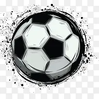 手绘创意黑色足球免抠图