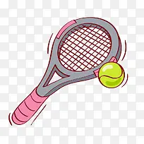 网球和网球拍插画