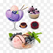 水果冰淇淋和水果拼盘