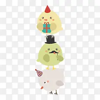 三只卡通小鸡