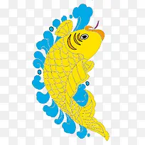 手绘矢量黄色的鲤鱼