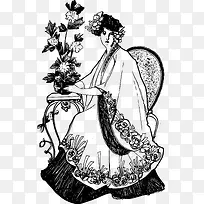 矢量手绘美女