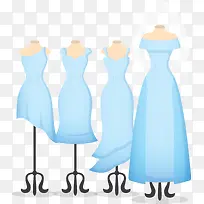 可爱蓝色婚纱礼服矢量素材