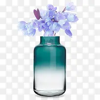 蓝色透明玻璃花瓶PSD