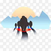 矢量冰河时代景观插图