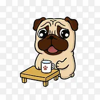 小狗喝茶
