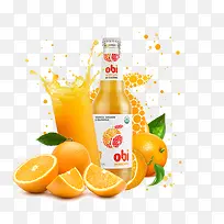 免抠新鲜黄色橙汁饮料