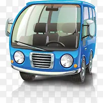 卡通蓝色小公交车