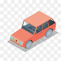 卡通橘色3D汽车图案