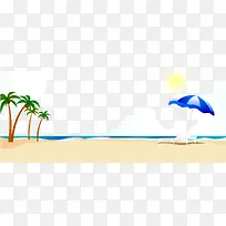 卡通沙滩椰树遮阳伞躺椅太阳