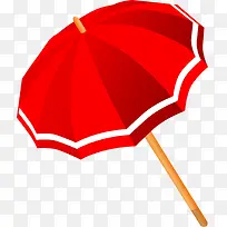 红底白条遮阳伞