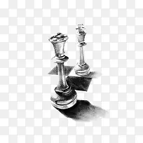 手绘素描国际象棋