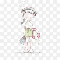 潜水的小孩