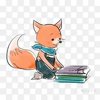 叠衣服的小狐狸卡通漫画图