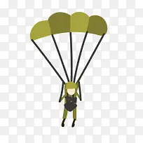绿色军事化伞兵跳伞