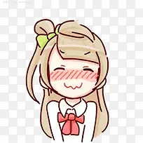 卡通少女脸红可爱表情
