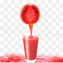 红色圆弧西瓜汁元素