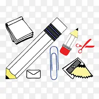 矢量铅笔和转笔刀等文具
