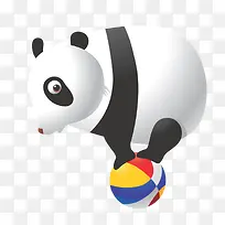 卡通熊猫玩球