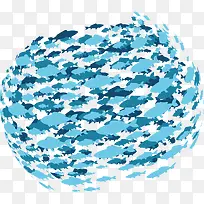 蓝色水族馆海洋小鱼群矢量素材