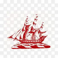 手绘帆船