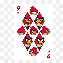 矢量扑克花色红色九个方片