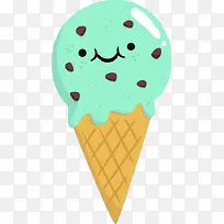 蓝色手绘可爱冰淇淋