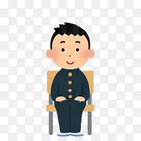 水彩坐在凳子上的男孩