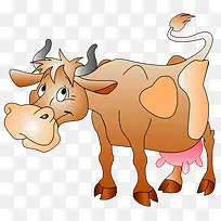 卡通绘画可爱的母牛